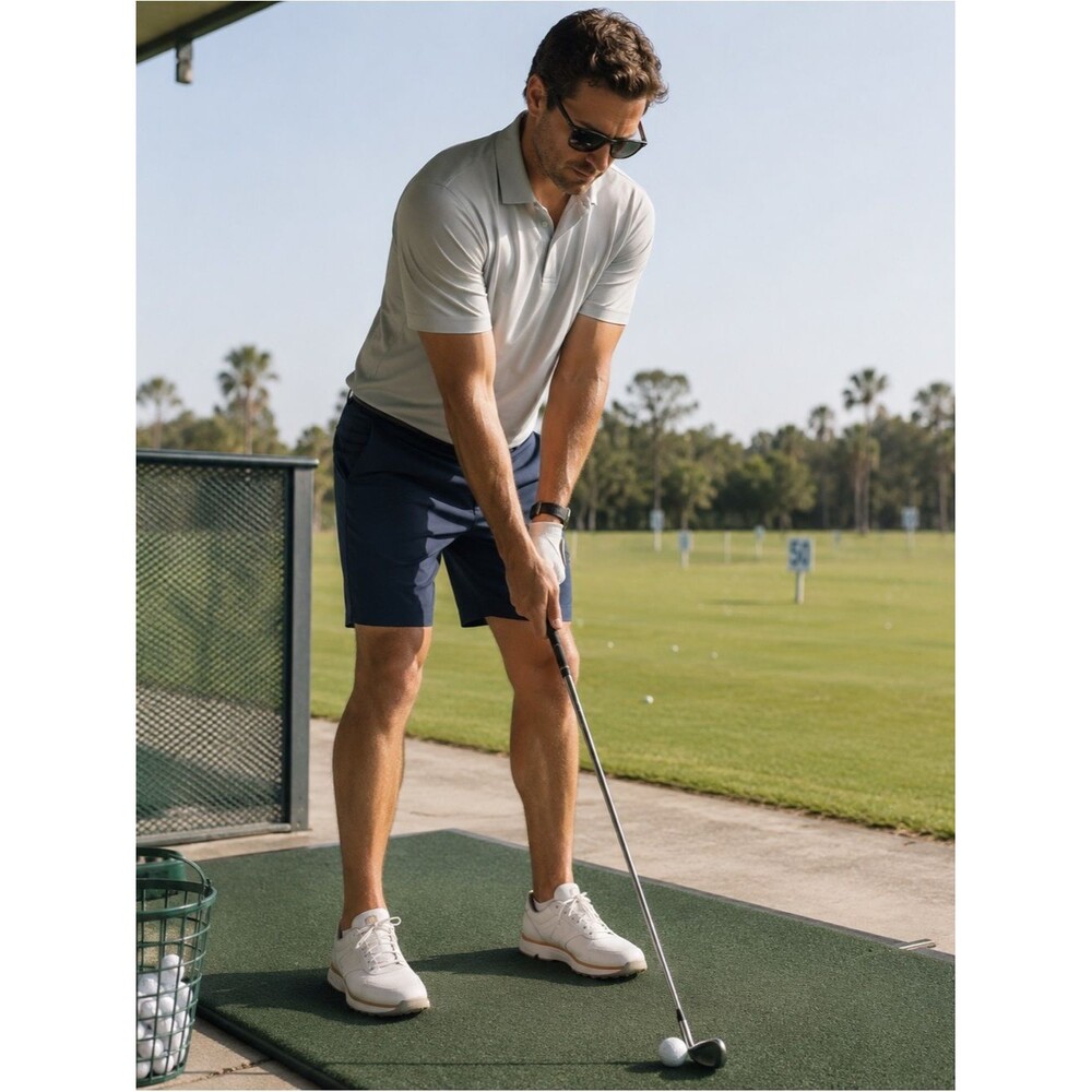 Ben Hogan Performance Golf Shorts Men's 42 Navy Flat Front athletic preppy